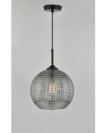 Soren 1lt Pendant Black & Smoked Textured Glass - Image 5
