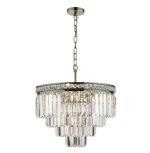 Vyana 4lt Pendant Antique Brass Crystal