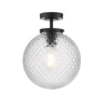 Wayne Semi Flush Matt Black Opal Glass