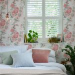 Laura Ashley Hollyhocks Coral Pink Wallpaper - Image 4