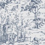 Laura Ashley Toile De Jouy Dark Seaspray Blue Wallpaper