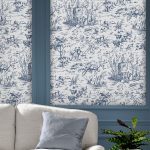Laura Ashley Toile De Jouy Dark Seaspray Blue Wallpaper - Image 4