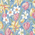 Laura Ashley Tulips China Blue Wallpaper