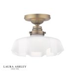 Laura Ashley Banham Semi-Flush Matt Antique Brass & White Glass