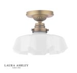 Laura Ashley Banham Semi-Flush Matt Antique Brass & White Glass - Image 5