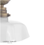 Laura Ashley Banham Semi-Flush Matt Antique Brass & White Glass - Image 6