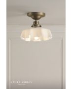 Laura Ashley Banham Semi-Flush Matt Antique Brass & White Glass - Image 2