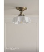 Laura Ashley Banham Semi-Flush Matt Antique Brass & White Glass - Image 3
