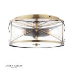 Laura Ashley Beckworth 3lt Flush Antique Brass & Glass