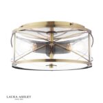 Laura Ashley Beckworth 3lt Flush Antique Brass & Glass