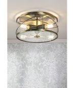 Laura Ashley Beckworth 3lt Flush Antique Brass & Glass - Image 2