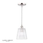 Laura Ashley Callaghan Pendant Polished Nickel & Ribbed Glass