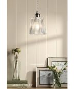 Laura Ashley Callaghan Pendant Polished Nickel & Ribbed Glass - Image 4