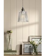 Laura Ashley Callaghan Pendant Polished Nickel & Ribbed Glass - Image 5