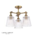 Laura Ashley Callaghan 3lt Semi-Flush Matt Antique Brass & Ribbed Glass