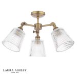 Laura Ashley Callaghan 3lt Semi-Flush Matt Antique Brass & Ribbed Glass - Image 4