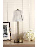 Laura Ashley Callaghan Table Lamp Matt Antique Brass & Ribbed Glass LED - Image 5