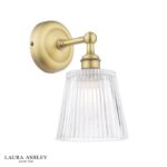 Laura Ashley Callaghan Wall Light Matt Antique Brass & Ribbed Glass