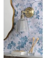 Laura Ashley Callaghan Wall Light Matt Antique Brass & Ribbed Glass - Image 5