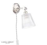 Laura Ashley Callaghan Plugged Wall Light Polished Nickel & Ribbed Glass