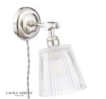 Laura Ashley Callaghan Plugged Wall Light Polished Nickel & Ribbed Glass - Image 2