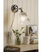 Laura Ashley Callaghan Plugged Wall Light Polished Nickel & Ribbed Glass - Image 4