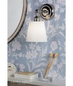 Laura Ashley Callaghan Wall Light Polished Nickel & White Ribbed Glass - Image 3