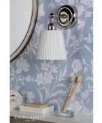 Laura Ashley Callaghan Wall Light Polished Nickel & White Ribbed Glass - Image 4