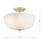 Laura Ashley Cossington 2lt Semi-Flush Matt Antique Brass & White Marble Effect Glass - Image 6