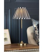Laura Ashley Denwick Table Lamp Matt Antique Brass & Satin Blue With Shade - Image 4