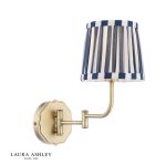 Laura Ashley Denwick Wall Light Matt Antique Brass & Satin Blue With Shade