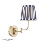 Laura Ashley Denwick Wall Light Matt Antique Brass & Satin Blue With Shade