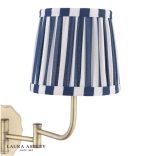 Laura Ashley Denwick Wall Light Matt Antique Brass & Satin Blue With Shade - Image 2