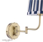 Laura Ashley Denwick Wall Light Matt Antique Brass & Satin Blue With Shade - Image 3