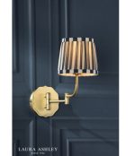 Laura Ashley Denwick Wall Light Matt Antique Brass & Satin Blue With Shade - Image 4