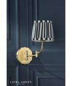 Laura Ashley Denwick Wall Light Matt Antique Brass & Satin Blue With Shade - Image 5