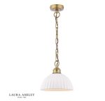 Laura Ashley Durford Pendant Matt Antique Brass & White Ceramic