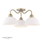 Laura Ashley Durford 3lt Semi-Flush Matt Antique Brass & White Ceramic