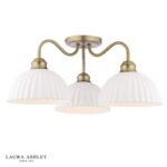 Laura Ashley Durford 3lt Semi-Flush Matt Antique Brass & White Ceramic