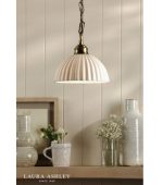 Laura Ashley Durford Pendant Matt Antique Brass & White Ceramic - Image 4