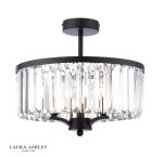 Laura Ashley Elkwood 3lt Semi-Flush Crystal & Black