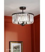 Laura Ashley Elkwood 3lt Semi-Flush Crystal & Black - Image 4