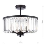Laura Ashley Elkwood 3lt Semi-Flush Crystal & Black - Image 6