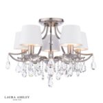 Laura Ashley Enstone 5lt Semi-Flush Polished Nickel & Crystal With Shade