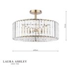 Laura Ashley Fernhurst 4lt Semi-Flush Crystal & Antique Brass - Image 6