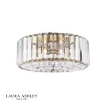 Laura Ashley Fernhurst 3lt Flush Crystal & Antique Brass