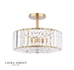 Laura Ashley Fernhurst 3lt Semi-Flush Crystal & Antique Brass