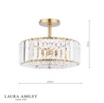 Laura Ashley Fernhurst 3lt Semi-Flush Crystal & Antique Brass - Image 6