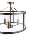 Laura Ashley Harrington 3lt Semi-Flush Antique Brass & Glass - Image 2
