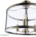 Laura Ashley Harrington 3lt Semi-Flush Antique Brass & Glass - Image 3